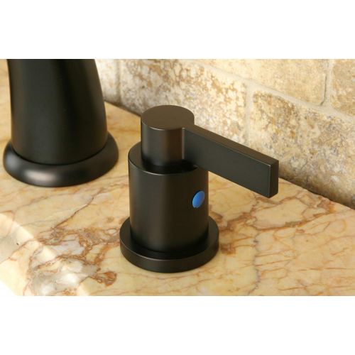  Kingston Brass KB8985NDL Nuvofusion Widespread Bathroom Sink Faucet with Brass Pop-Up, Oil Rubbed Bronze