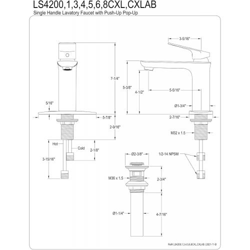  Kingston Brass LS4205CXL Frankfurt Hole Single-Handle Bathroom Faucet, Oil Rubbed Bronze