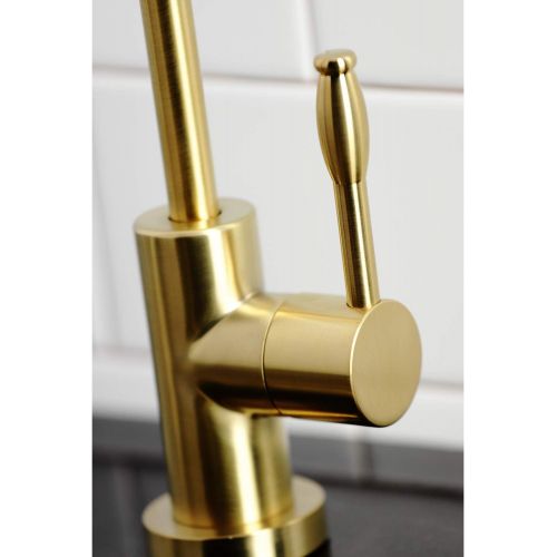  Kingston Brass KS8197NKL Nustudio Single-Handle Cold Water Filtration Faucet, Brushed Brass