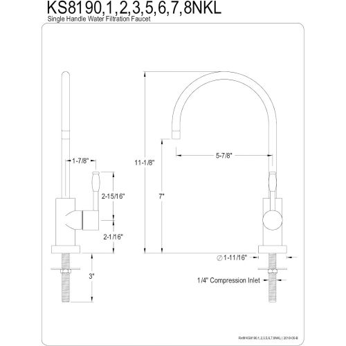  Kingston Brass KS8197NKL Nustudio Single-Handle Cold Water Filtration Faucet, Brushed Brass