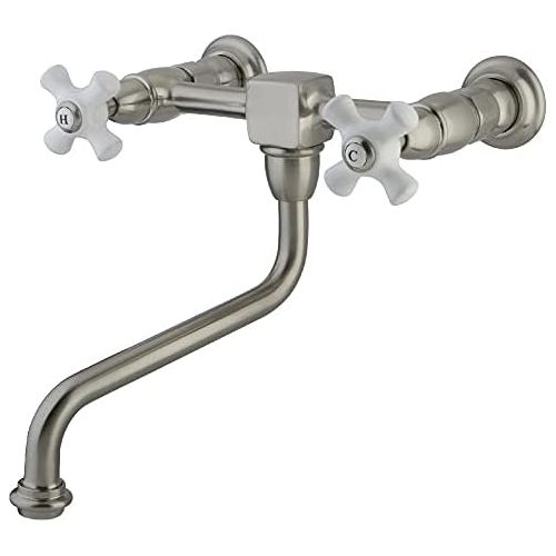  Kingston Brass KS1218PX Heritage Wall Mount 8-Inch Vessel Sink Faucet, Brushed Nickel