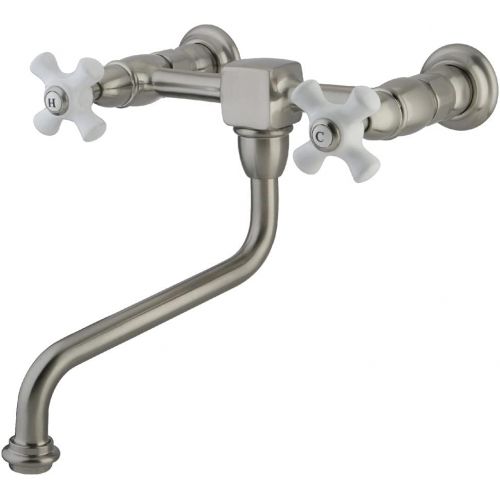  Kingston Brass KS1218PX Heritage Wall Mount 8-Inch Vessel Sink Faucet, Brushed Nickel