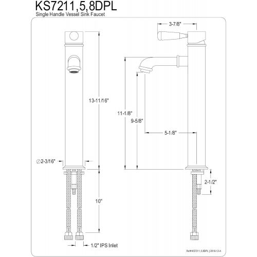  Kingston Brass KS7215DPL Paris Single Handle Vessel Sink Faucet, Oil Rubbed Bronze