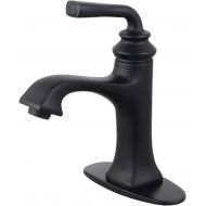 Kingston Brass LS4420RXL Restoration Single-Handle Bathroom Faucet with Push-Up Drain and Deck Plate, Matte Black