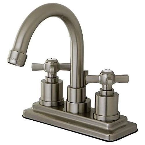  KINGSTON BRASS KS8668ZX Millennium 4-Inch Centerset Lavatory Faucet with Brass Pop-Up, Brushed Nickel