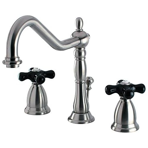  Kingston Brass KS1991PKX Heritage Widespread Bathroom Faucet with Brass Pop-Up Drain, 8-1/2-Inch, Polished Chrome