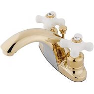 Kingston Brass KB7642PX English Country Center Set Bathroom Faucet with ABS Pop-Up Drain, 4-3/4, Polished Brass