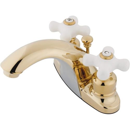  Kingston Brass KB7642PX English Country Center Set Bathroom Faucet with ABS Pop-Up Drain, 4-3/4, Polished Brass