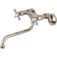 Kingston Brass KS115PN Essex Two-Handle Wall Mount Bridge Bathroom Faucet, Polished Nickel