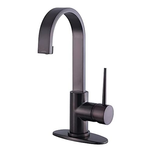  Kingston Brass LS8215NYL New York Single-Handle Bathroom Faucet with Push Pop-Up, 5-1/16, Oil Rubbed Bronze