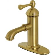Kingston Brass KS7417BL Paris Single Lever Handle Bathroom Faucet Pop-Up & Plate, Brushed Brass