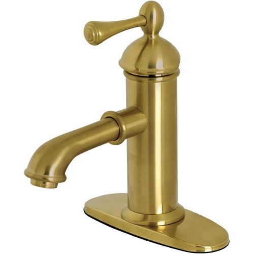  Kingston Brass KS7417BL Paris Single Lever Handle Bathroom Faucet Pop-Up & Plate, Brushed Brass