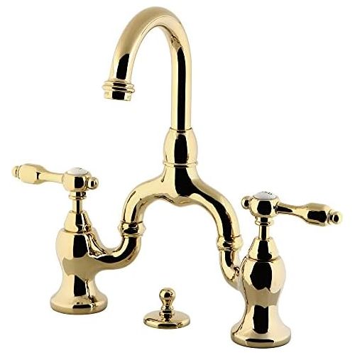  Kingston Brass KS7992TAL 4 5/8 in Spout Reach Bridge Lavatory Faucet with Brass Pop Up, Polished Brass