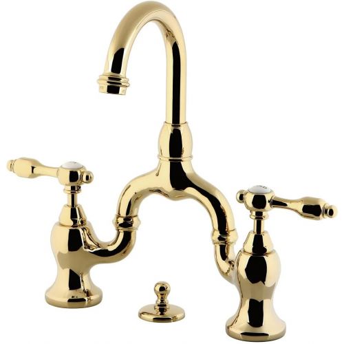  Kingston Brass KS7992TAL 4 5/8 in Spout Reach Bridge Lavatory Faucet with Brass Pop Up, Polished Brass