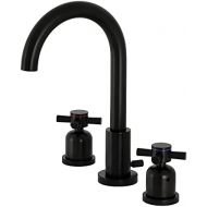 Kingston Brass FSC8920DX Concord 8-Inch Widespread Lavatory Faucet with Brass Pop-Up, 5-3/8 Inch in Spout Reach, Matte Black