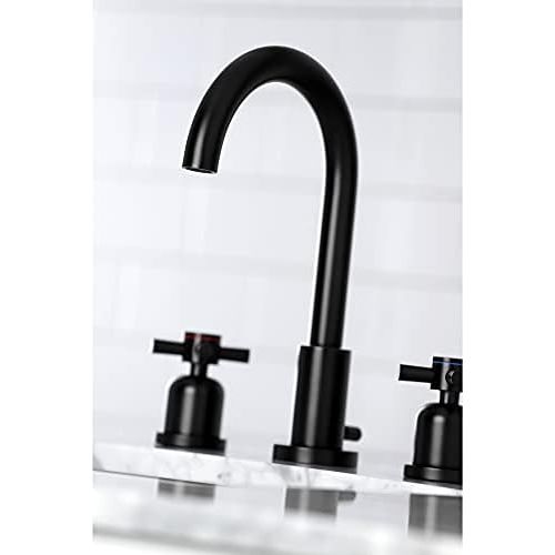  Kingston Brass FSC8920DX Concord 8-Inch Widespread Lavatory Faucet with Brass Pop-Up, 5-3/8 Inch in Spout Reach, Matte Black