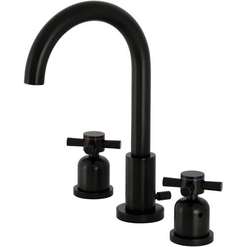  Kingston Brass FSC8920DX Concord 8-Inch Widespread Lavatory Faucet with Brass Pop-Up, 5-3/8 Inch in Spout Reach, Matte Black