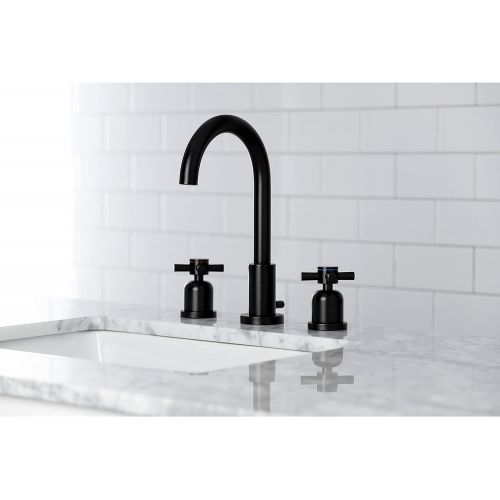  Kingston Brass FSC8920DX Concord 8-Inch Widespread Lavatory Faucet with Brass Pop-Up, 5-3/8 Inch in Spout Reach, Matte Black