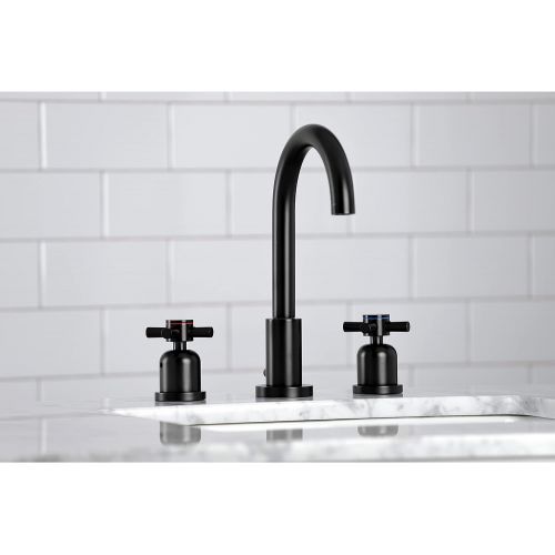  Kingston Brass FSC8920DX Concord 8-Inch Widespread Lavatory Faucet with Brass Pop-Up, 5-3/8 Inch in Spout Reach, Matte Black