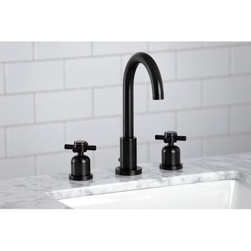  Kingston Brass FSC8920DX Concord 8-Inch Widespread Lavatory Faucet with Brass Pop-Up, 5-3/8 Inch in Spout Reach, Matte Black