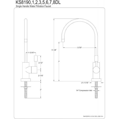  Kingston Brass KS8190DL Concord 1/4 Turn Water Filtration Faucet, 5-7/8 in Spout Reach, Matte Black