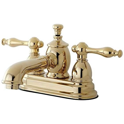  Kingston Brass KS7002NL Naples 4-Inch Centerset Lavatory Faucet Pop-Up, 4-1/2, Polished Brass