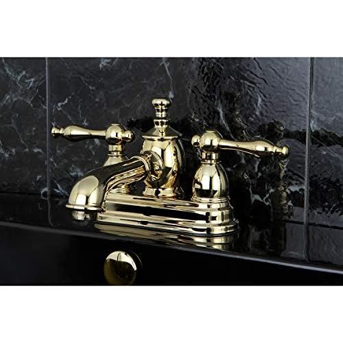  Kingston Brass KS7002NL Naples 4-Inch Centerset Lavatory Faucet Pop-Up, 4-1/2, Polished Brass