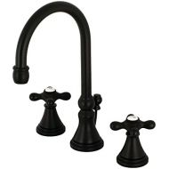 Kingston Brass KS2980AX Governor 8-Inch Widespread Lavatory Faucet with Brass Pop-Up, 6-1/2 inch in Spout Reach, Matte Black