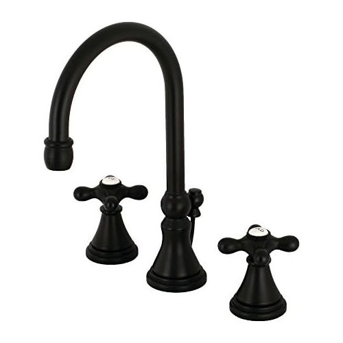 Kingston Brass KS2980AX Governor 8-Inch Widespread Lavatory Faucet with Brass Pop-Up, 6-1/2 inch in Spout Reach, Matte Black