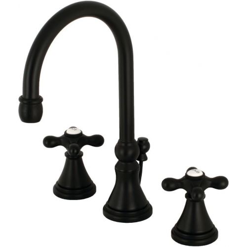  Kingston Brass KS2980AX Governor 8-Inch Widespread Lavatory Faucet with Brass Pop-Up, 6-1/2 inch in Spout Reach, Matte Black