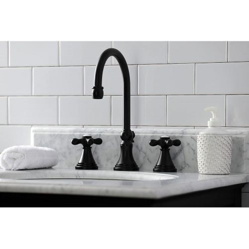  Kingston Brass KS2980AX Governor 8-Inch Widespread Lavatory Faucet with Brass Pop-Up, 6-1/2 inch in Spout Reach, Matte Black