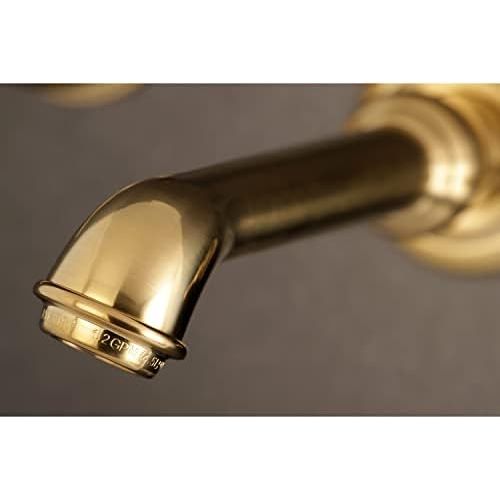  Kingston Brass KS7127TX 8-Inch Center Wall Mount Bathroom Faucet, Brushed Brass