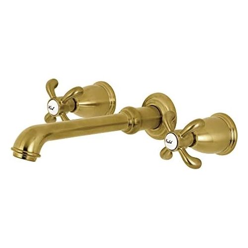  Kingston Brass KS7127TX 8-Inch Center Wall Mount Bathroom Faucet, Brushed Brass