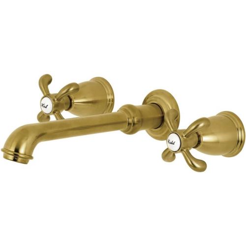  Kingston Brass KS7127TX 8-Inch Center Wall Mount Bathroom Faucet, Brushed Brass