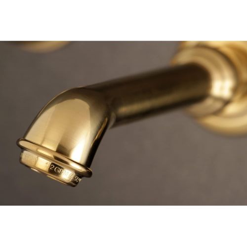  Kingston Brass KS7127TX 8-Inch Center Wall Mount Bathroom Faucet, Brushed Brass