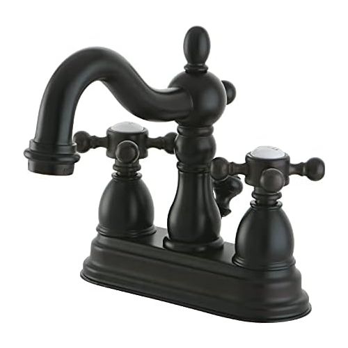  Kingston Brass KS1605BX Heritage Centerset Lavatory Faucet with Brass Pop-Up, Oil Rubbed Bronze