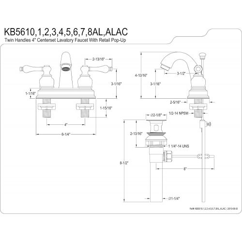  Kingston Brass KB5616AL Restoration 4-Inch Centerset Bathroom Faucet, Polished Nickel