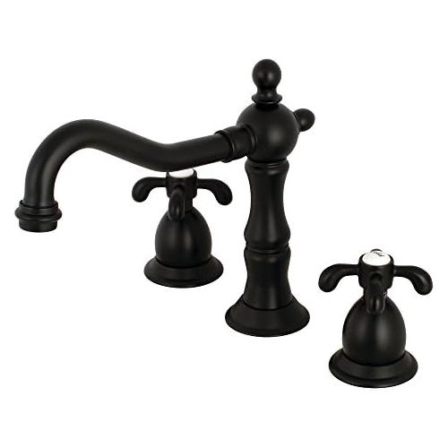  Kingston Brass KS1970TX French Country 8 Widespread Lavatory Faucet, Matte Black