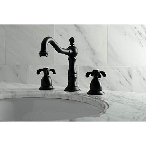  Kingston Brass KS1970TX French Country 8 Widespread Lavatory Faucet, Matte Black