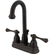 Kingston Brass KB3618BL Vintage Center Set Bathroom Sink Faucet with ABS Pop-Up Drain, 3-3/4-Inch, Brushed Nickel