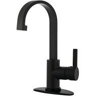 Kingston Brass LS8210CTL Continental Lavatory Faucet with Push-Up Pop-Up, 5-1/16 in Spout Reach, Matte Black