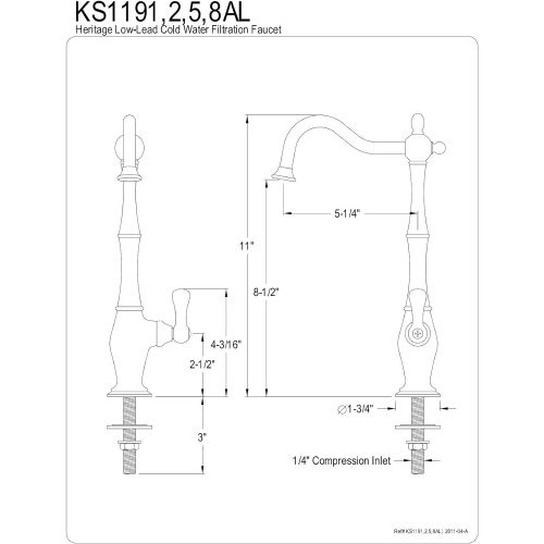  KINGSTON BRASS KS1195AL Heritage Cold Water Filtration Faucet, Oil Rubbed Bronze