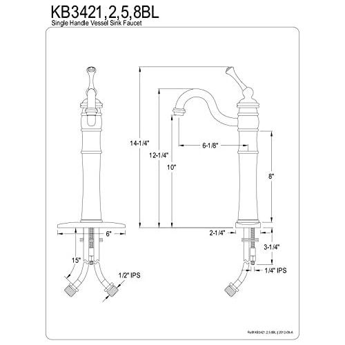  Kingston Brass KB3422BL Victorian Vessel Sink Faucet, Polished Brass