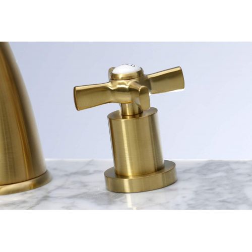  Kingston Brass KS2967ZX 8 in. Widespread Bathroom Faucet, Brushed Brass