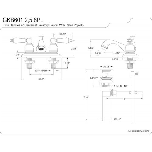  Kingston Brass GKB605PL Restoration 4-inch Centerset Lavatory Faucet with Retail Pop-up, Oil Rubbed Bronze