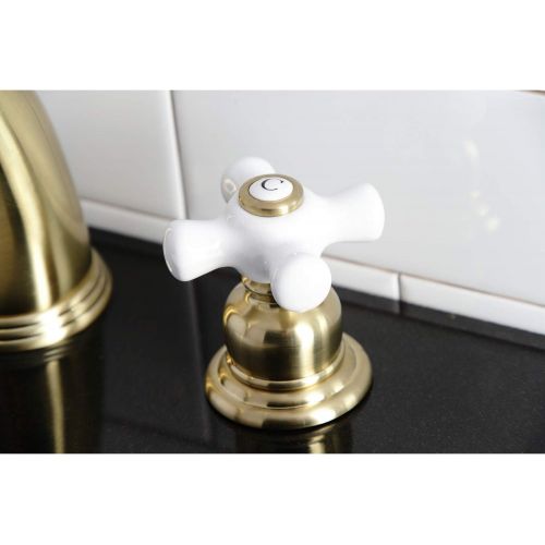  Kingston Brass KB987PXSB Victorian 2-Handle 8 in. Widespread Bathroom Faucet, Brushed Brass