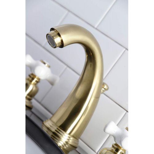  Kingston Brass KB987PXSB Victorian 2-Handle 8 in. Widespread Bathroom Faucet, Brushed Brass