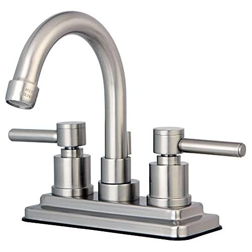  Kingston Brass KS8668DL Concord Twin Lever Handles 4 Lavatory Faucet, Satin Nickel, 4-7/8 Spout Reach