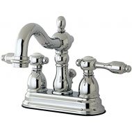 Kingston Brass KB1601TAL Tudor 4 Inch Centerset Lavatory Faucet With ABS/Brass Pop-Up, Polished Chrome, 4-3/4 inch in Spout Reach, Polished Chrome