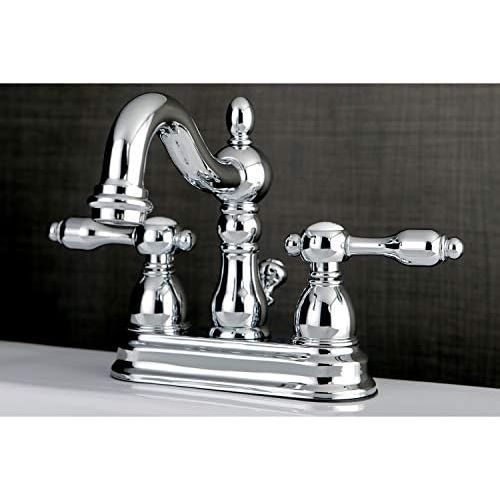  Kingston Brass KB1601TAL Tudor 4 Inch Centerset Lavatory Faucet With ABS/Brass Pop-Up, Polished Chrome, 4-3/4 inch in Spout Reach, Polished Chrome